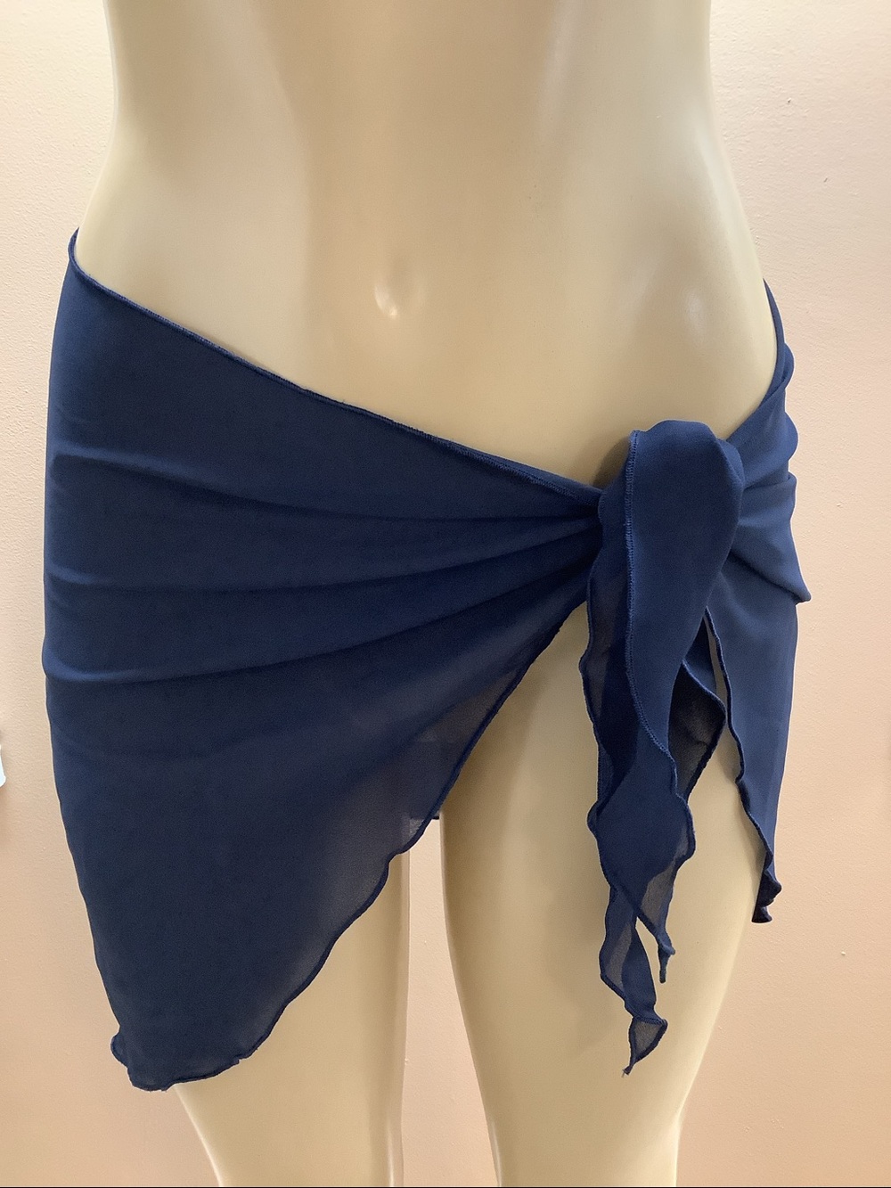 Zuliana Blue Beach Cover Up/Sarong Skirt With Ruffle Trim Made in USA. New NoTag